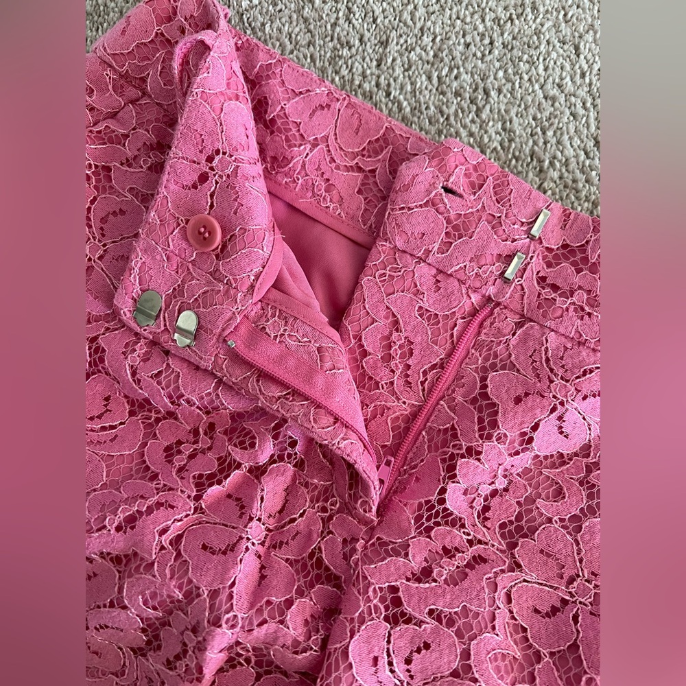 Lace High-Waist Pink Women's Shorts - Picture 6 of 14